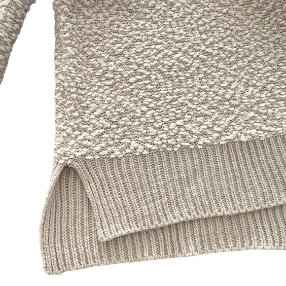 Green Tea Size L Ivory V-neck Popcorn Knit Hooded Sweater - Picture 4 of 7